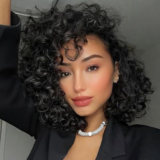 6 Inch Gogo Curl Crochet Hair 8 Packs Natural Black Ocean Wave Crochet Hair Deep Twist Pre-looped Goddess Box Braids Short Curly Water Wave Synthetic Braiding Hair for Women (16Strands/pack 1B#)