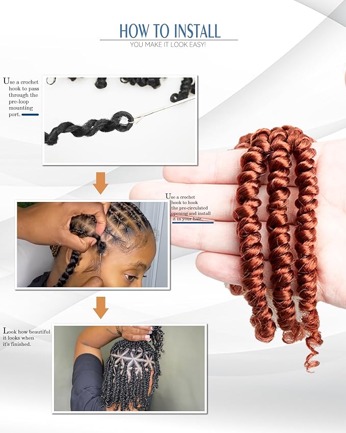 Short Passion Twist Crochet Hair for Black Women and Kids,Pre-Twisted Pre Looped Passion Twist Hair,4 Inch 8 Packs Ginger Short Bob Spring Twist Bohemian Braids,Curly Hair Extensions(4"-8P,350#)