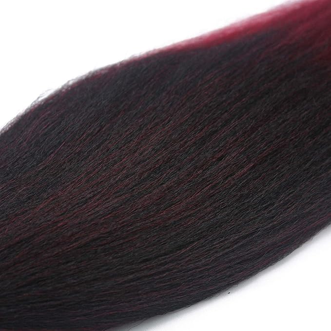 Dorsanee Ombre Burgundy Braiding Hair Pre Stretched 28 Inch 8 Packs Braiding Hair Extensions for Crochet Box Braids Twists Locs Hair Itch Free Soft Yaki Texture Hot Water Setting (28inch,#1B/Bug)