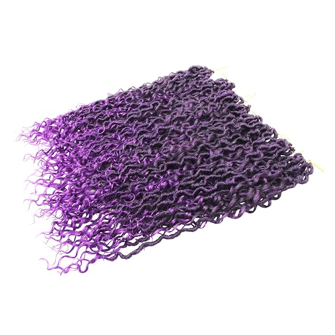 8Packs Goddess Locs Crochet Hair 18Inch Boho Faux Locs,Crochet Loc With Curly Ends River Hippie Bohemian Loc Crochet Hair for Black Women(1B/Purple, 18inch(Pack of 8))