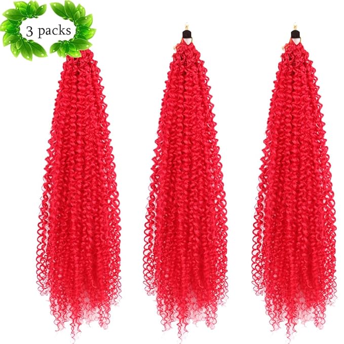 Passion Twist Hair Extensions Red Curly Crochet Hair 12 Inch Short Curly Braiding Hair 3 Packs Crochet Braids with Curls for Black Women(12",Red)