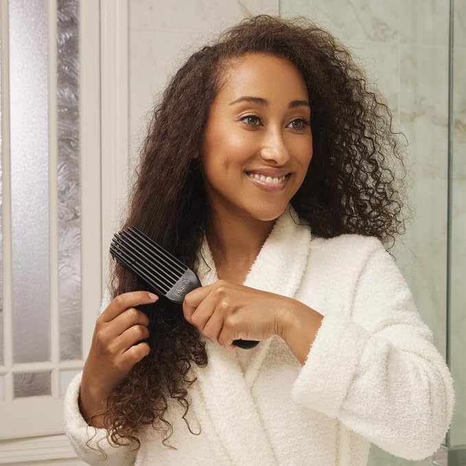 Black Detangler Brush by Felicia Leatherwood - For Kinky, Curly, Wavy 4c or Straight Hair - Tame Your Tangles Smooth Your Coils - Pain Free for All Ages