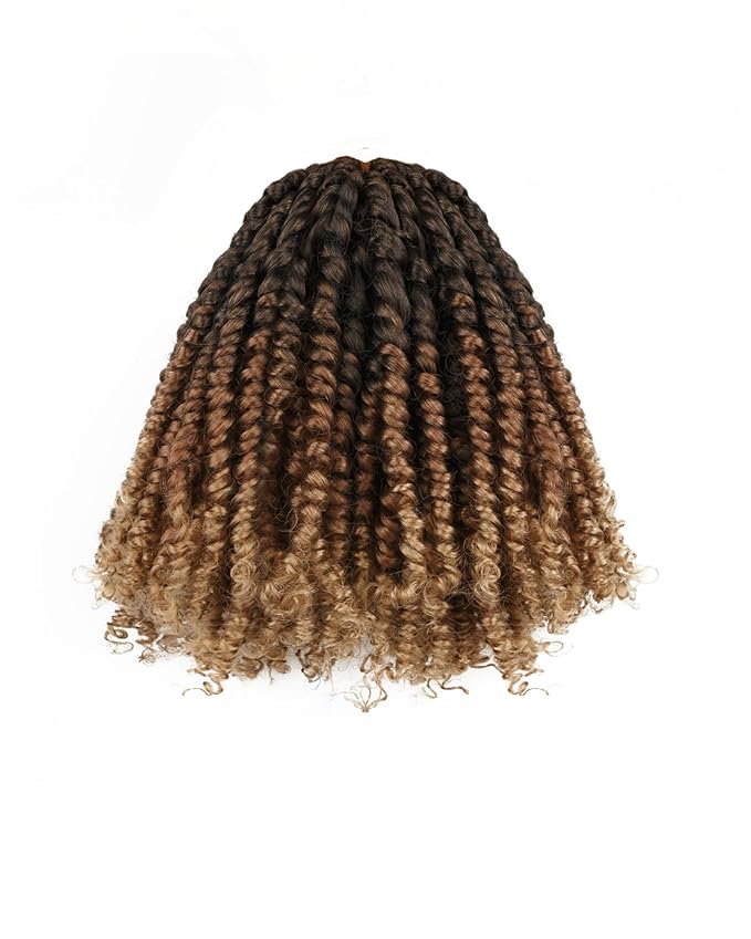 6 Inches 8 Packs Super Short Passion Twist Crochet Hair for Black Women and Kids-3 Tones Ombre Black to Brown Blonde, Pre Looped Pretwisted Crochet Hair Extension (6"-8 Packs,T1B/30/27)