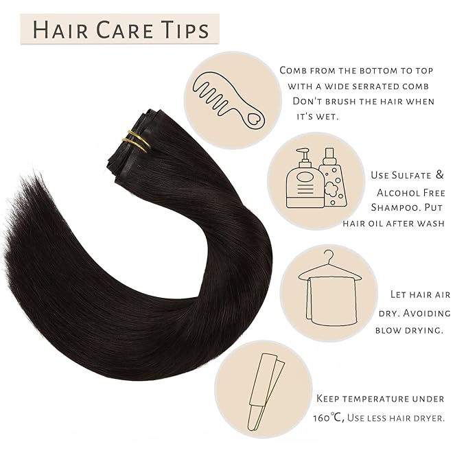 Caliee 20Inch Dark Brown Clip in Hair Extensions - 7pcs Real Hair Clip in Extensions - Invisible PU Weft - 110G Thick Full Head - Natural Hair - No Tangling No Shedding