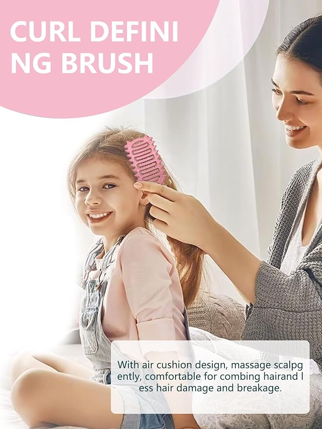 Curl Defining Brush for Curly Hair, 2025 Vented Detangling Brush for Wet, Curl Styling Brush for Women, Less Pulling, Defines & Shapes, Great Gift for Curly Hair Women (Pink)