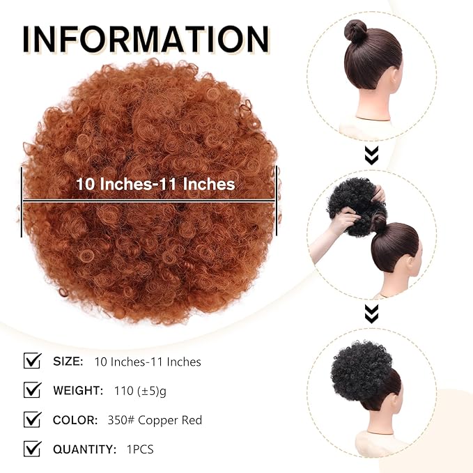 AISI QUEENS Afro Puff Drawstring Ponytail Extension for Black Women Afro Puff Bun Extension Short Afro Kinkys Updo Hairpieces for Black Women(350#)