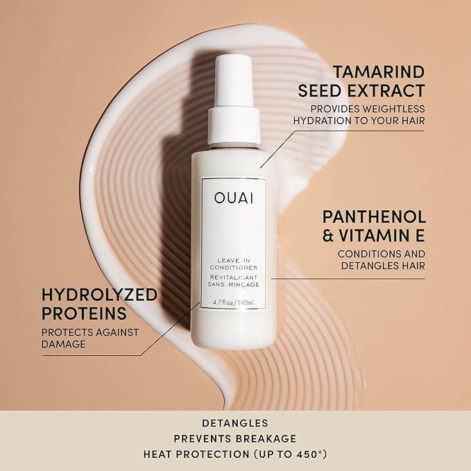 OUAI Hair Styling & Treatment Bundle - Includes Leave-In Conditioner & Detox Shampoo - Hair Care Products for Styling, Smoothing, Adding Hair Shine & Removing Product Build Up (2 Count, 4.7 Oz/10 Oz)