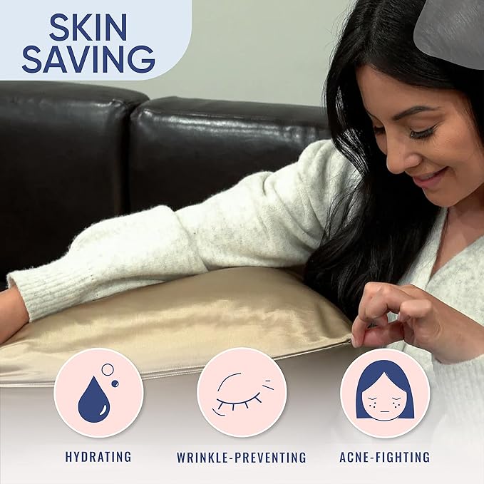 Blissy Silk Pillowcase - 100% Pure Mulberry Silk - 22 Momme 6A High-Grade Fibers - Silk Pillow Cover for Hair & Skin - Regular, Queen & King (Taupe, Queen)