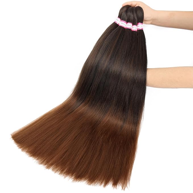 Dorsanee Braiding Hair Pre Stretched 30 Inch 8 Packs Ombre Brown Braiding Hair Extensions for Crochet Box Braids Twists Locs Hair Soft Yaki Texture Hot Water Setting (30inch,#1B/30)