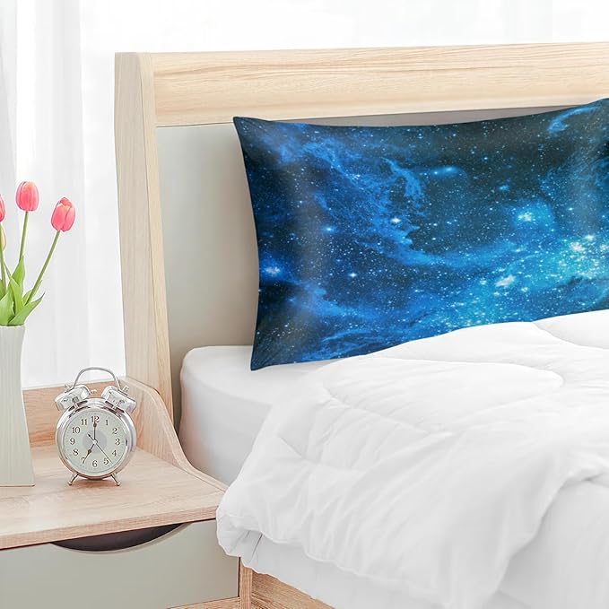 Galaxy Nebula Silky Satin Pillowcase for Hair & Skin, Bed Pillow Cases with Hidden Zipper Soft Breathable Pillow Covers for Sleeping Queen Size, 20x30in