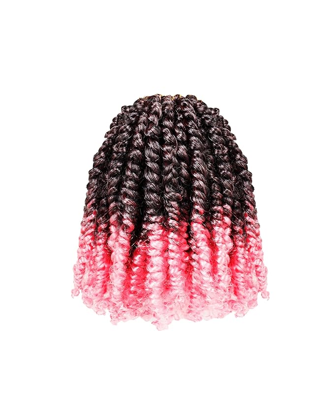 Pre Looped Pretwisted 6 Inches 8 Packs Passion Twist Crochet Hair for Black Women and Kids-Omber Pink,Soft Lightweight Hair Extension(6"-8 Packs,T1B/Pink)