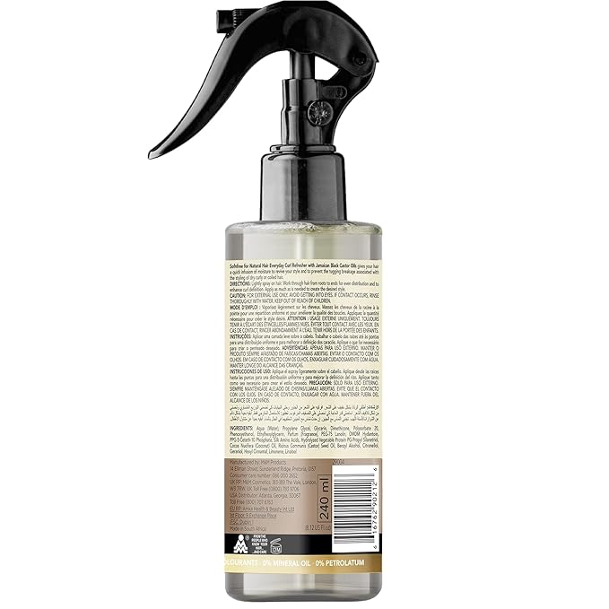 Sofn'free Coconut & Jamaican Black Castor Oil Everyday Curl Refresher Spray - Volumizer and Moisturizer for Styling Dry, Coily or Curly Hair, 8.12 Fl Oz (Pack of 1)