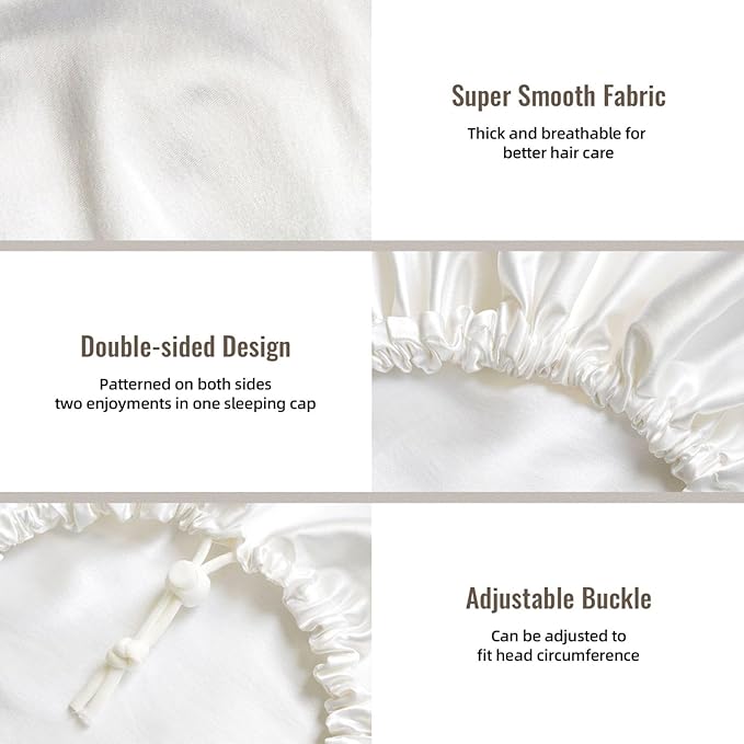 Satin Silk Bonnet for Sleeping Women Double Layer Sleep Hair Bonnets Caps for Curly Braid Hair