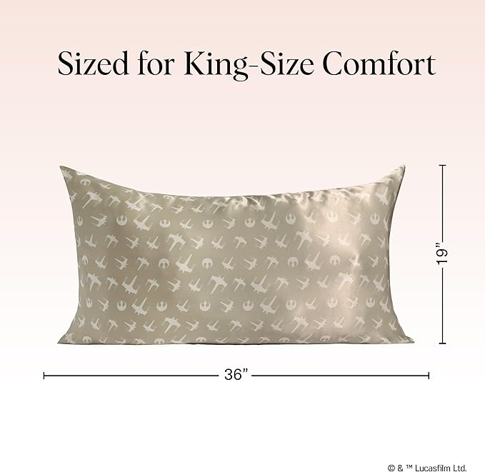 Kitsch x Star Wars Rebel Alliance Satin Pillowcase | Satin Pillowcase with Zipper, Better Than Silk Pillowcase | Frizz-Reducing Pillow Case for Hair & Skin Care, Cooling & Breathable - King