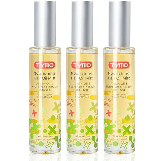 TYMO Argan Hair Oil Spray - Hydrating Natural 6 Blend Oil for Frizzy & Dry Hair, Organic Pure Formula, Daily Use Hair Treatment, Smooth Damaged Ends, Olive Oil & Vitamin E Infused, Pack of 3