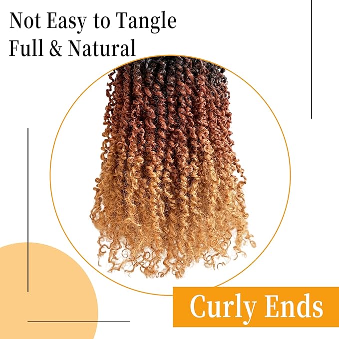 10 Inch Pre-Looped Yanky Twist Crochet Hair, 30 Strands/Pc, Mini Passion Twists, Senegalese Braiding Hair (OT30/27, 8 Pcs/Pack)