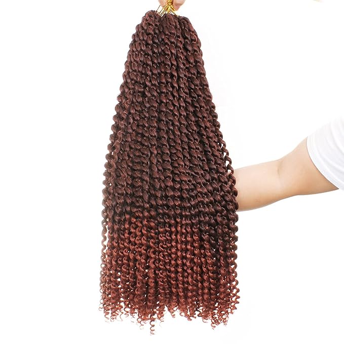 Leeven 24 Inch Long Water Wave Crochet Hair for Passion Twist 7 Packs Goddess Locs Crochet Hair Omber Copper Red Passion Twists Hair for Butterfly Locs Braids Hair for Women T350#