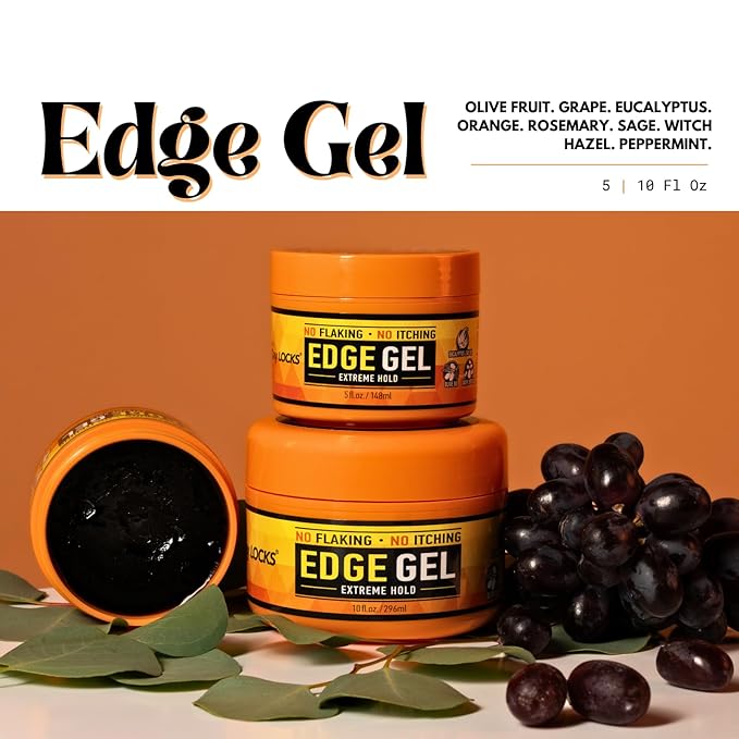AllDay Locks Edge Gel (10 oz) | Extreme Hold, Moisturizing Edge Control Smoother | Eucalyptus, Rosemary, Olive Oil | No Frizz, Flakes, or Grease | Sleek 'n Slay Edge & Baby Hairs | 10 oz