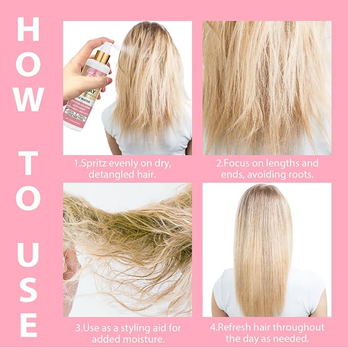 Rose Water Spray for Hair Scalp Moisturize, Daily Moisturizing Refreshing, Rosewater for Hair Natural Loc Moisturizer Spray for Locs Care (200ml&100ml rose spray)