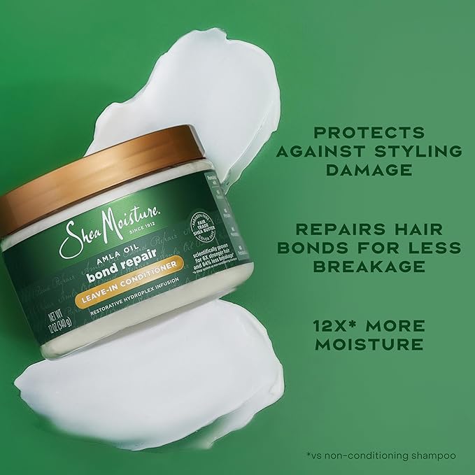 Shea Moisture Bond Repair Leave-In Conditioner Amla Oil Protects Against Damage And Strengthens Hair Bonds With Hydroplex Technology For Less Breakage With Restorative HydroPlex Infusion 11FlOz