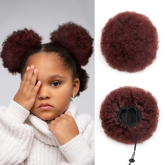 isheeny Medium Human Hair Ponytail Extension For Black Women, Real Human Hair Drawstring Ponytail Hair Extensions 99J For Little Girls, Curly Hairpiece, Soft, And Durable For Repeated Use