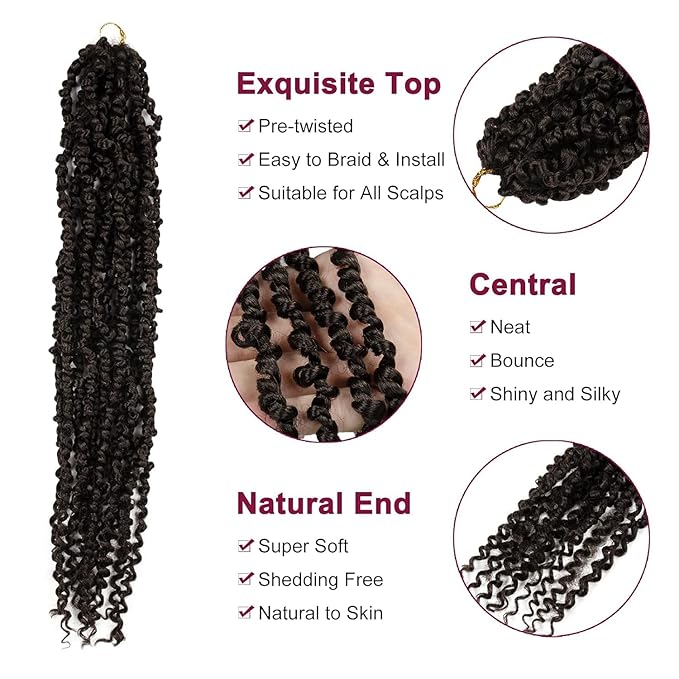 NAYOO Passion Twist Hair - 8 Packs 22 Inch Passion Twist Crochet Hair For Women, Crochet Pretwisted Curly Hair Passion Twists Synthetic Braiding Hair Extensions (22 Inch 8 Packs, 4N2)