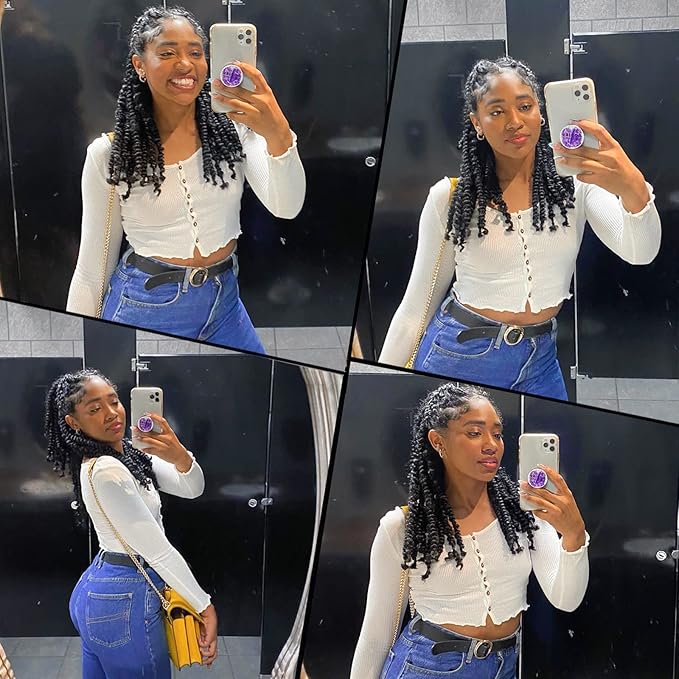 Lady Miranda Passion Twist Hair 18 Inch Jerry Curl Crochet Hair 3X Braid Hair Passion Twist Crochet Hair for Black Women Afro kinky Curly Braiding Hair Extensions (1B#)