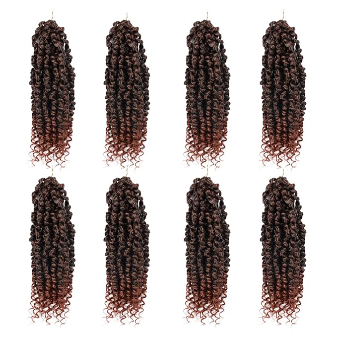 Passion Twist Hair For Kids - 8 Packs 8 Inch Passion Twist Crochet Hair For Women, Crochet Pretwisted Curly Hair Passion Twists Synthetic Braiding Hair Extensions(8 Inch 8 Packs, T350)