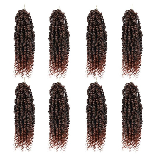 Passion Twist Hair For Kids - 8 Packs 8 Inch Passion Twist Crochet Hair For Women, Crochet Pretwisted Curly Hair Passion Twists Synthetic Braiding Hair Extensions(8 Inch 8 Packs, T350)