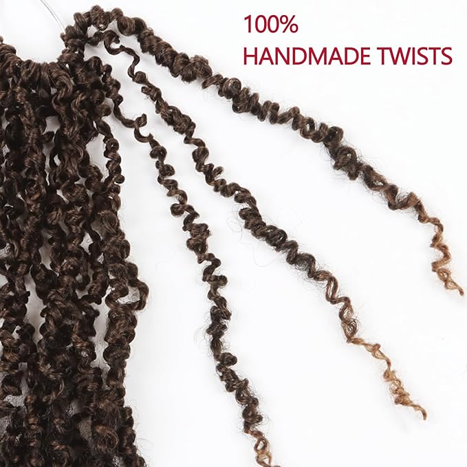 Yanky Twist Crochet Hair, PILLUGER Yaki Twists Hair Micro Spring Twist Braids,9 Packs Pre-looped passion Twist Brown Senegalese With Curls Crochet Synthetic Hair Extensions(T30)