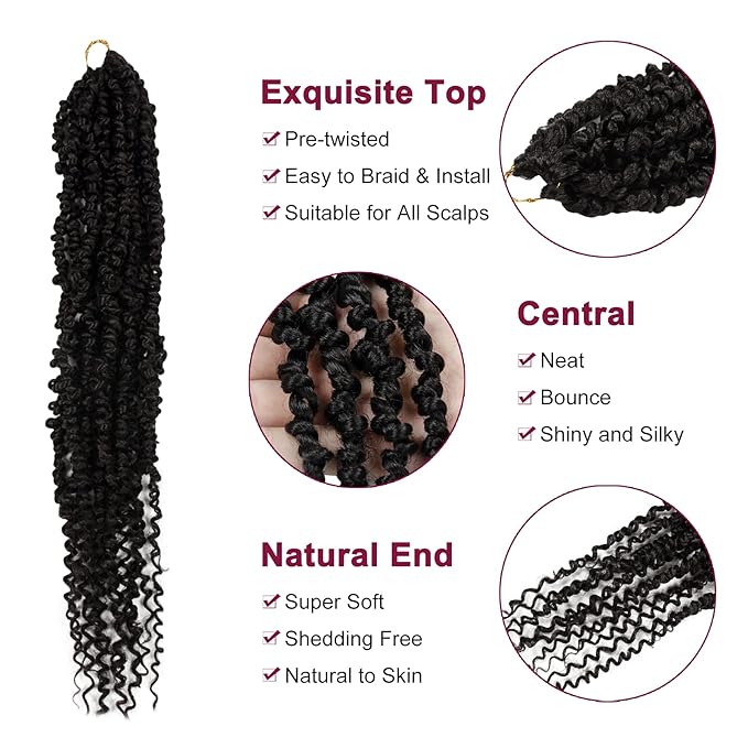 Passion Twist Hair - 8 Packs 22 Inch Passion Twist Crochet Hair For Women, Crochet Pretwisted Curly Hair Passion Twists Synthetic Braiding Hair Extensions (22 Inch 8 Packs, #2)