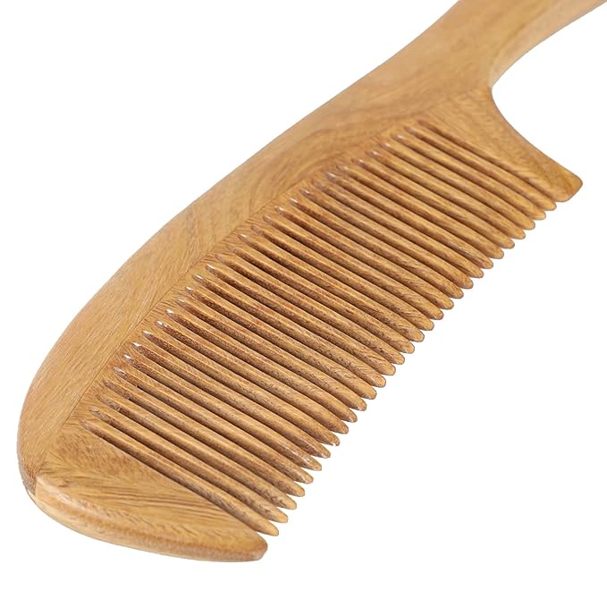 Onedor Handmade 100% Natural Green Sandalwood Hair Combs - Anti-Static Sandalwood Scent Natural Hair Detangler Wooden Comb (Fine Tooth)