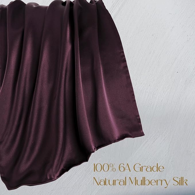 ZIMASILK 100% Pure Mulberry Silk Pillowcase for Hair and Skin Health,Soft and Smooth,Both Sides Premium Grade 6A Silk,600 Thread Count,with Hidden Zipper,1pc (King 20''x36'',Eggplant Purple)