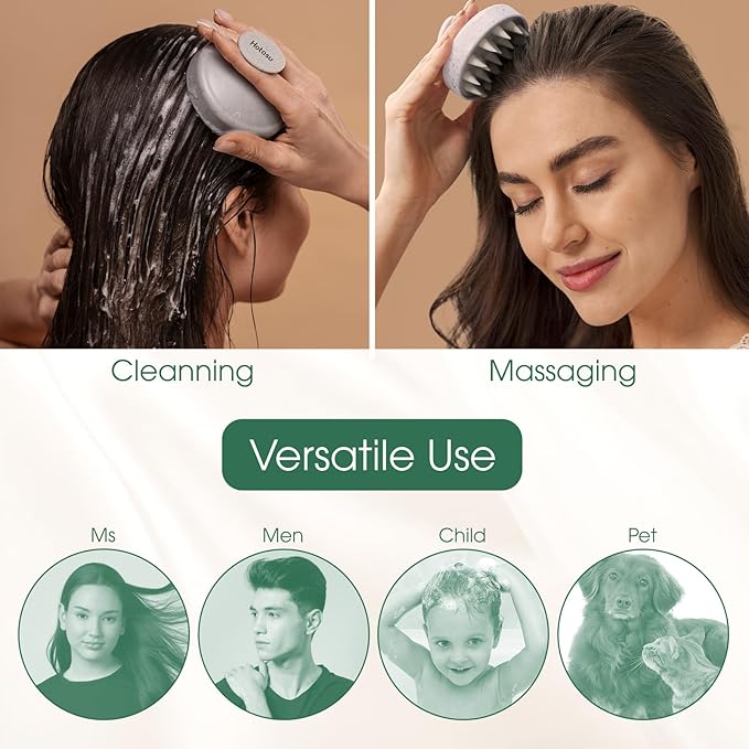 Scalp Massager Brush for Hair Growth – Silicone Scalp Scrubber & Scalp Exfoliator – Manual Scalp Massager Brush for Wet or Dry Use – Hair Massager Scalp Shampoo Brush Tool (Purple)