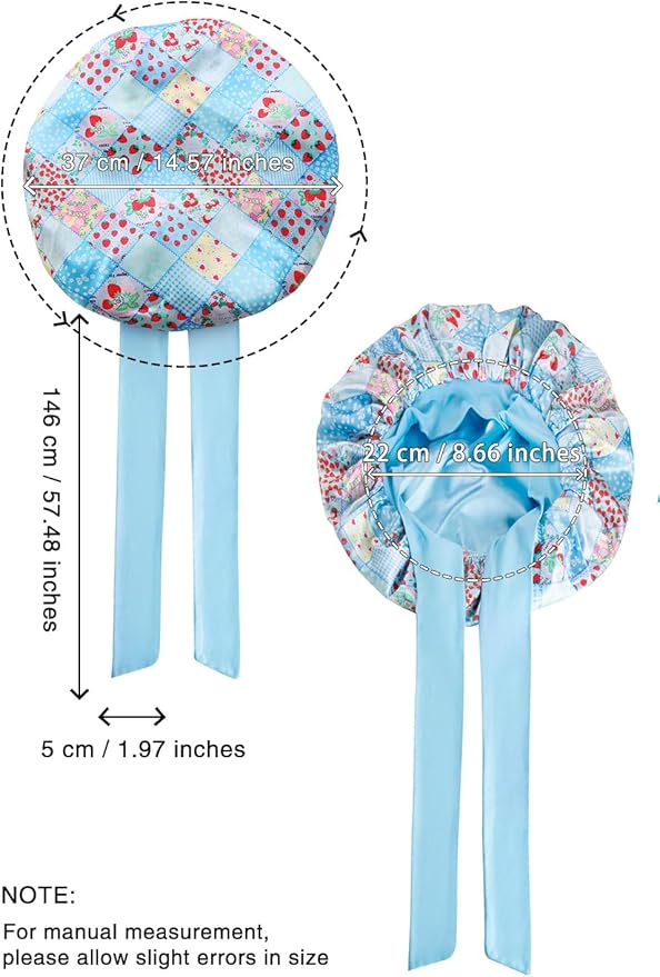 Double Layer Silk Bonnet with Tie Satin Lined Sleep Cap Hair Cover for Women's Curly Natural Hair