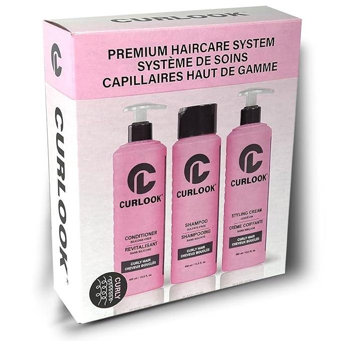 Curly Hair Bundle | Shampoo, Conditioner & Leave-In Styling Cream Set | Sulfate-Free, Silicone-Free | Pack of 3-400ml (13.5 oz) Each Bottle | Made in Canada