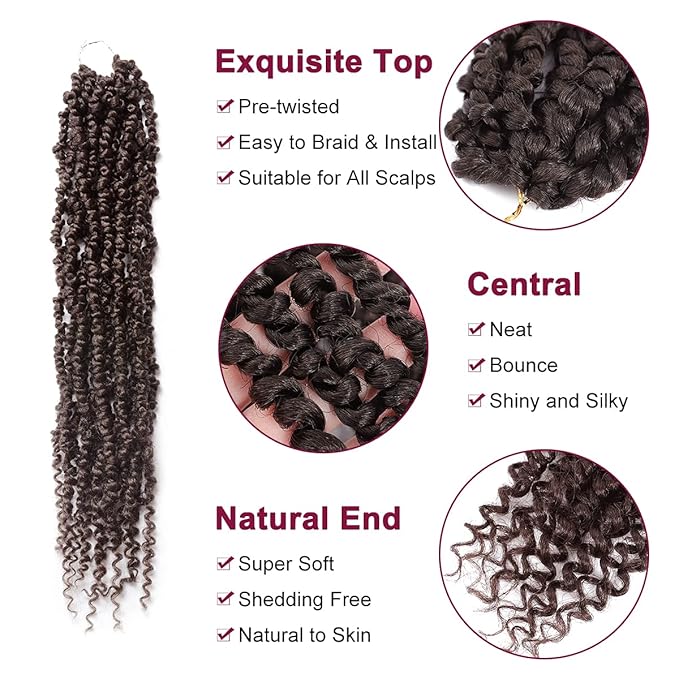 Passion Twist Hair - 8 Packs 24 Inch Passion Twist Crochet Hair For Black Women, Crochet Pretwisted Curly Hair Passion Twists Synthetic Braiding Hair Extensions(24 Inch 8 Packs, #4)