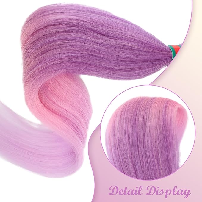 Purple/Pink Pre stretched Braiding Hair 2 Packs Pre feathered Braid Hair Extensions 30 Inches Synthetic Hair Braids