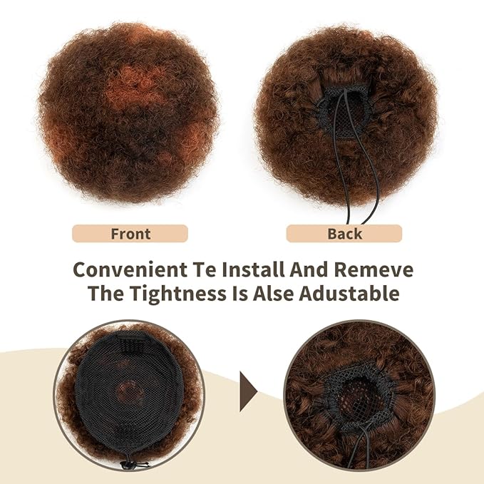 isheeny Medium Human Hair Bun For Girls 5-8 Years Old, Natural Human Hair Drawstring Ponytail Hair Extensions H4-30 For Little Girls, Curly Bun Hairpiece, Soft, And Durable For Repeated Use