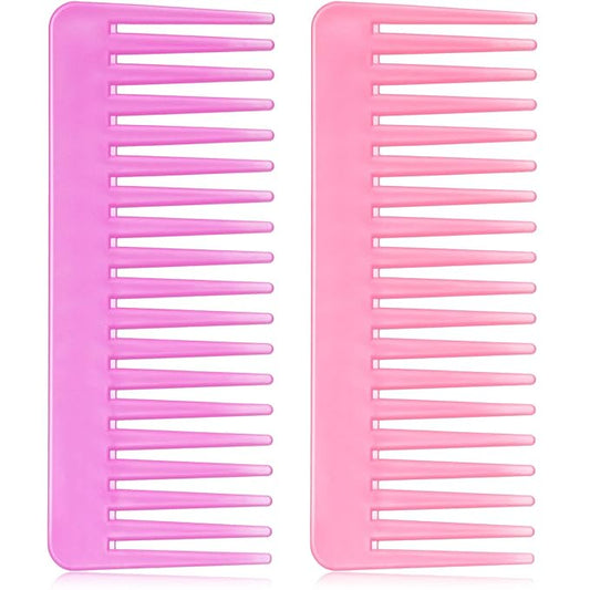 Large Hair Detangling Comb Wide Tooth Comb for Curly Hair Wet Dry Hair, No Handle Detangler Comb Styling Shampoo Comb (Pink, Rose Red)
