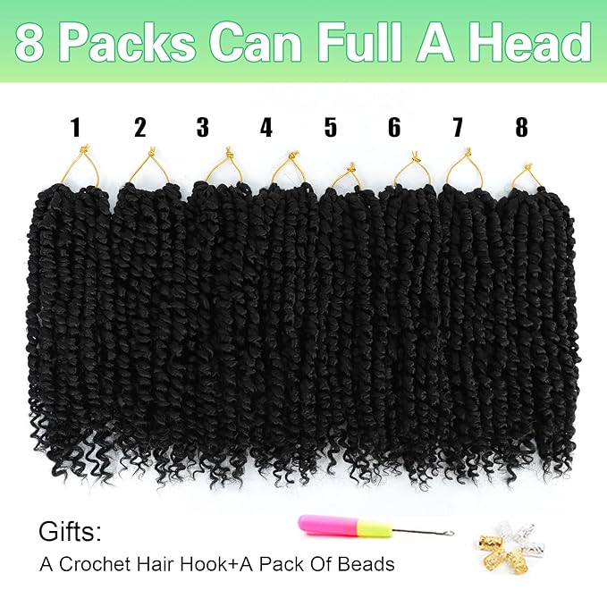 Passion Twist Crochet Hair 10 inch 8 Packs，Passion Twist Hair, Pre-Twisted Passion Twist Crochet Hair for Black Women Passion Twist Curly Crochet Hair…