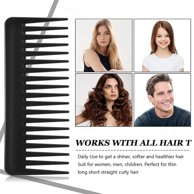 Patelai Wide Tooth Comb Large Hair Detangling Comb for Curly, Wet Dry Hair, No Handle Detangler Accessories(Black)