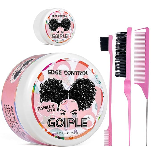 8.25 OZ Edge Control Wax for Women Strong Hold Non-greasy Edge Smoother, Edge Control for Back Hair Extreme Hold Pack, Hair Gel for All Hair Types, No Flaking, Extra Hold Water-based Edge Stay Gel Set
