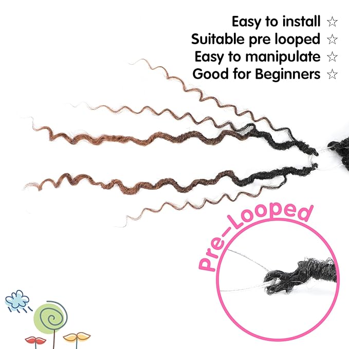 Fulcrum Goddess Locs Crochet Hair 16 Inch, 8 Packs New Faux Locs Crochet Hair for Black Women, Crochet locs with Curly Ends (16Inch (Pack of 8), 1B/4/30#)