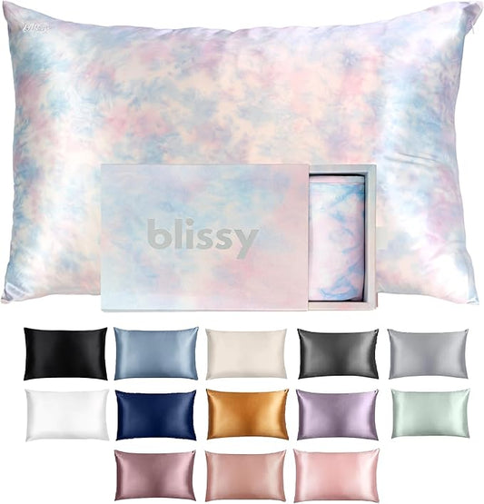Blissy Silk Pillowcase - 100% Pure Mulberry Silk - 22 Momme 6A High-Grade Fibers - Silk Pillow Cover for Hair & Skin - Regular, Queen & King (Tie Dye, Standard)