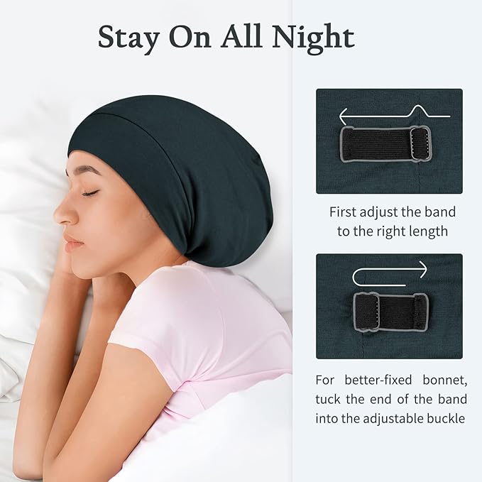 OLESILK 100% Mulberry Silk Bonnet for Sleeping Women, Silk Hair Wrap for Sleeping, Silk Sleep Bonnet for Women&Men, Real Silk, Not Satin, Dark Grey