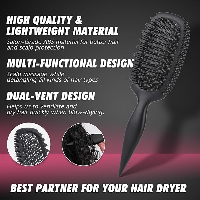 Candy Brush Curl Defining Vented Hair Brush for Effortlessly Detangling Shaping and Styling, Airflow Brush with EdgeLift for All Wet or Dry Hair Types for Women and Girl, Reduce Pulling and Frizzing