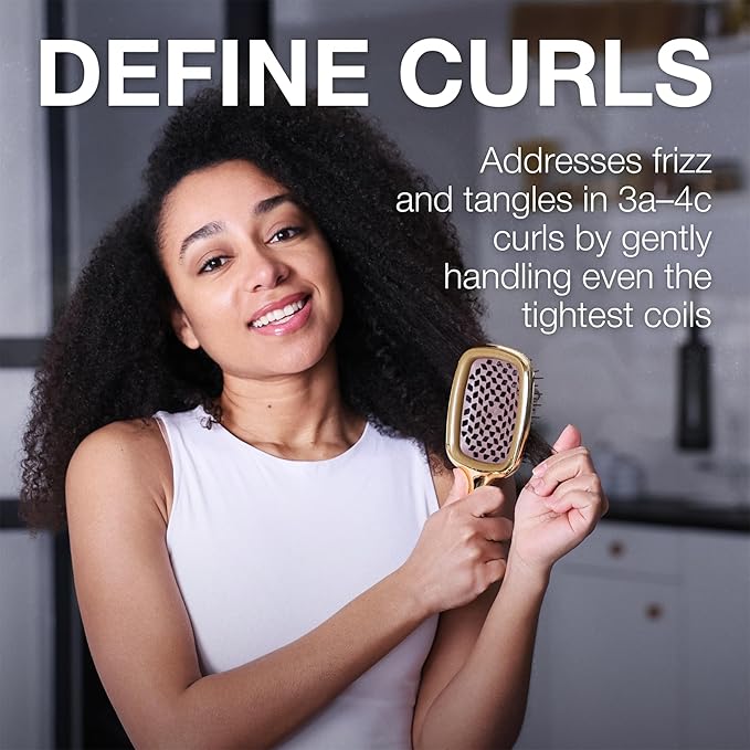 Janeke Superbrush Detangling Brush for Soft Smoothing Hair Brushing with Anti-Static Bristles - Vented Wet Hair Brush for Blow Drying Use - Perfect for Curly, Thick, Wavy, Fine Hair Types (Gold)