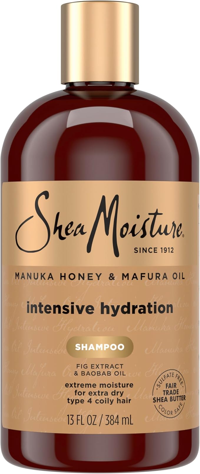 Shea Moisture Intensive Hydration Shampoo Manuka Honey and Mafura Oil for Dry, Damaged Hair Sulfate-Free 13 oz