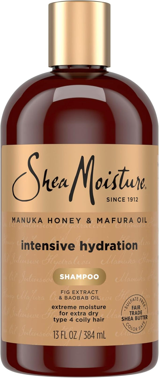 Shea Moisture Intensive Hydration Shampoo Manuka Honey and Mafura Oil for Dry, Damaged Hair Sulfate-Free 13 oz